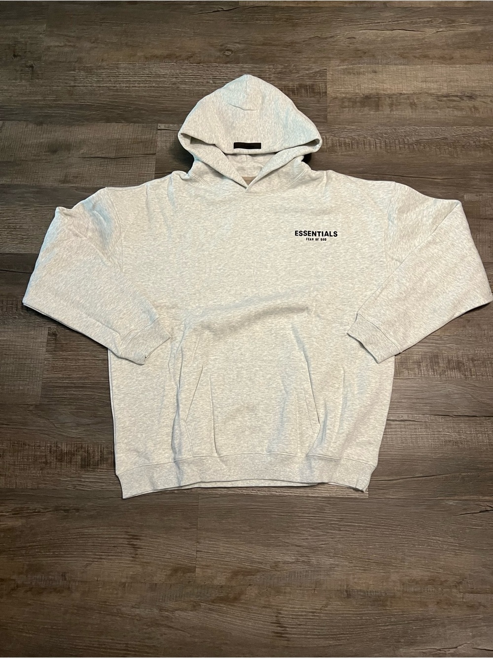 Fear of God Essentials Light Gray Hoodie with Minimal Chest Logo